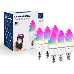 Candelabra Smart Light Bulbs 60W Equivalent, 500LM 6W E12 LED Bulb Compatible